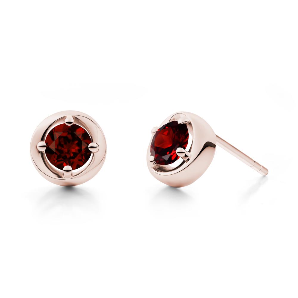 Swirl Garnet Stud Earrings - LUO Jewelry #metal_14k rose gold