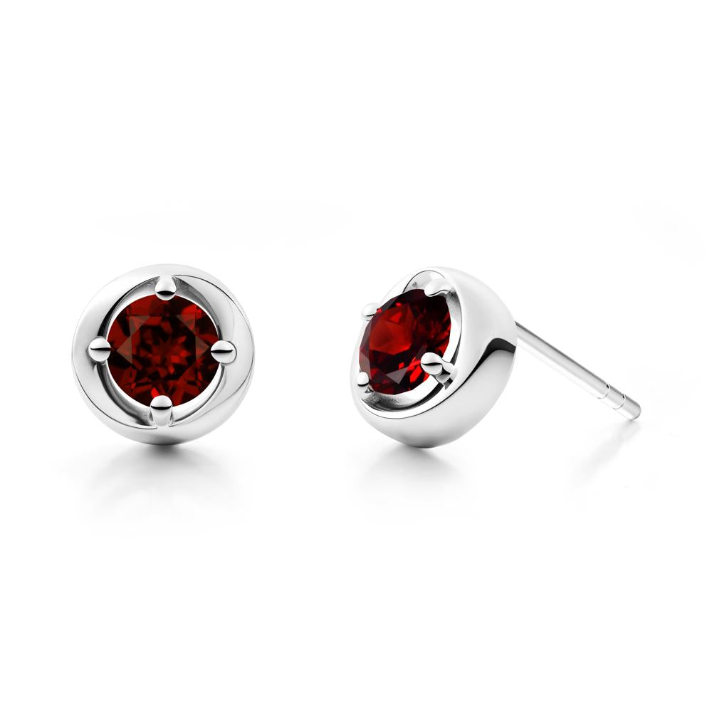 Swirl Garnet Stud Earrings - LUO Jewelry #metal_14k white gold