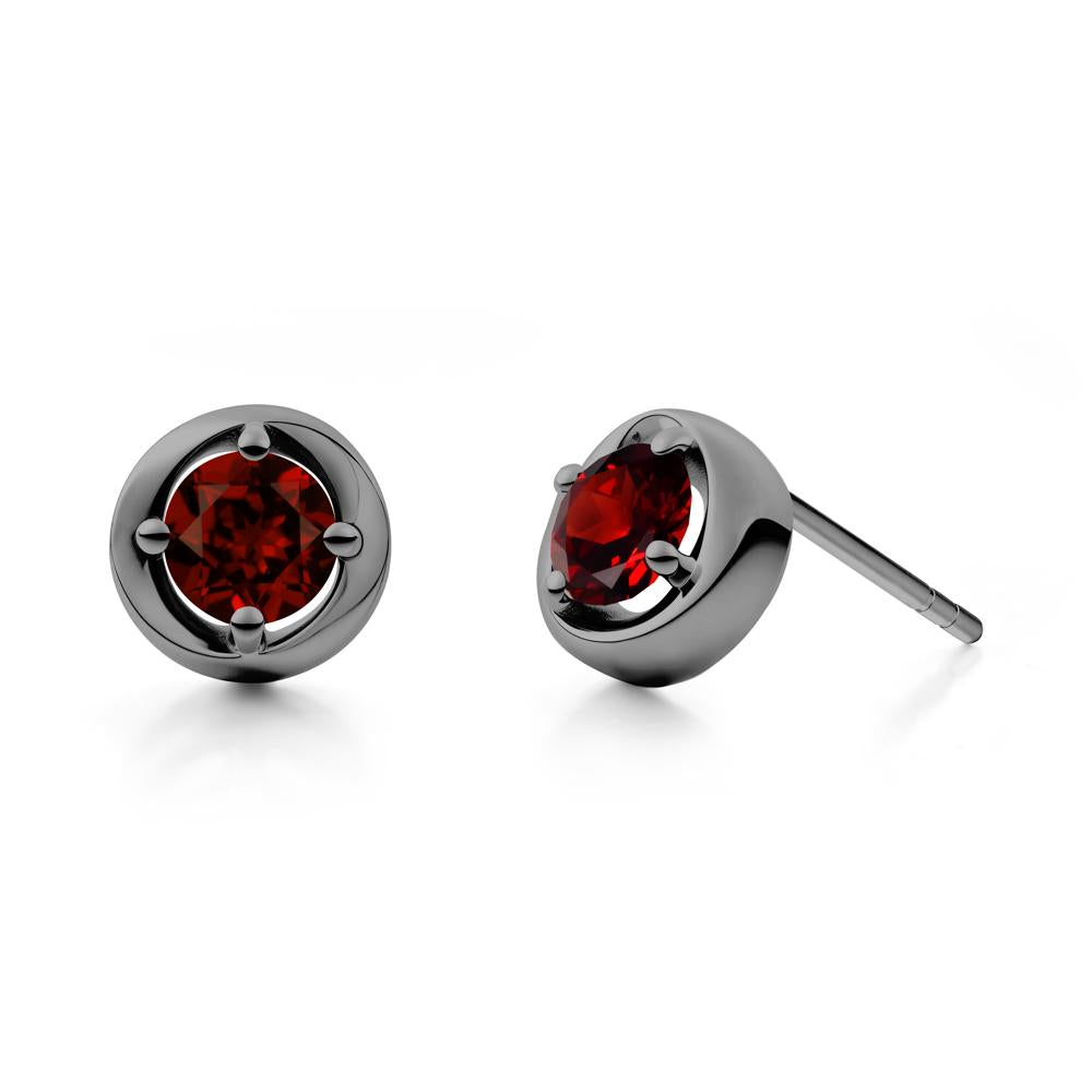 Swirl Garnet Stud Earrings - LUO Jewelry #metal_black finish sterling silver