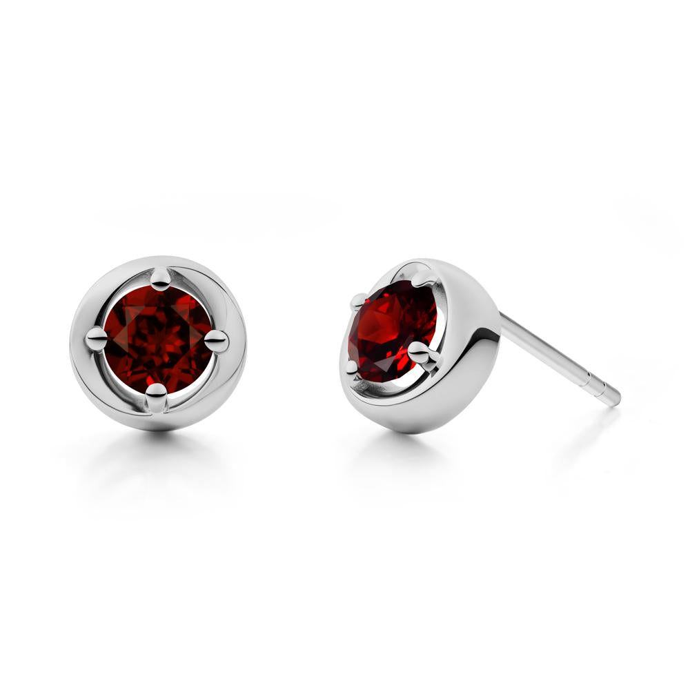 Swirl Garnet Stud Earrings - LUO Jewelry #metal_platinum