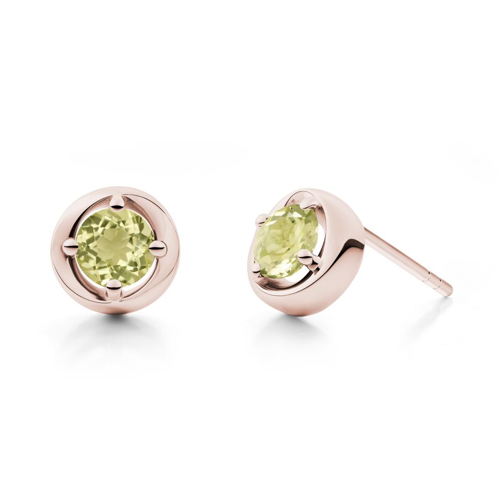 Swirl Lemon Quartz Stud Earrings - LUO Jewelry #metal_14k rose gold