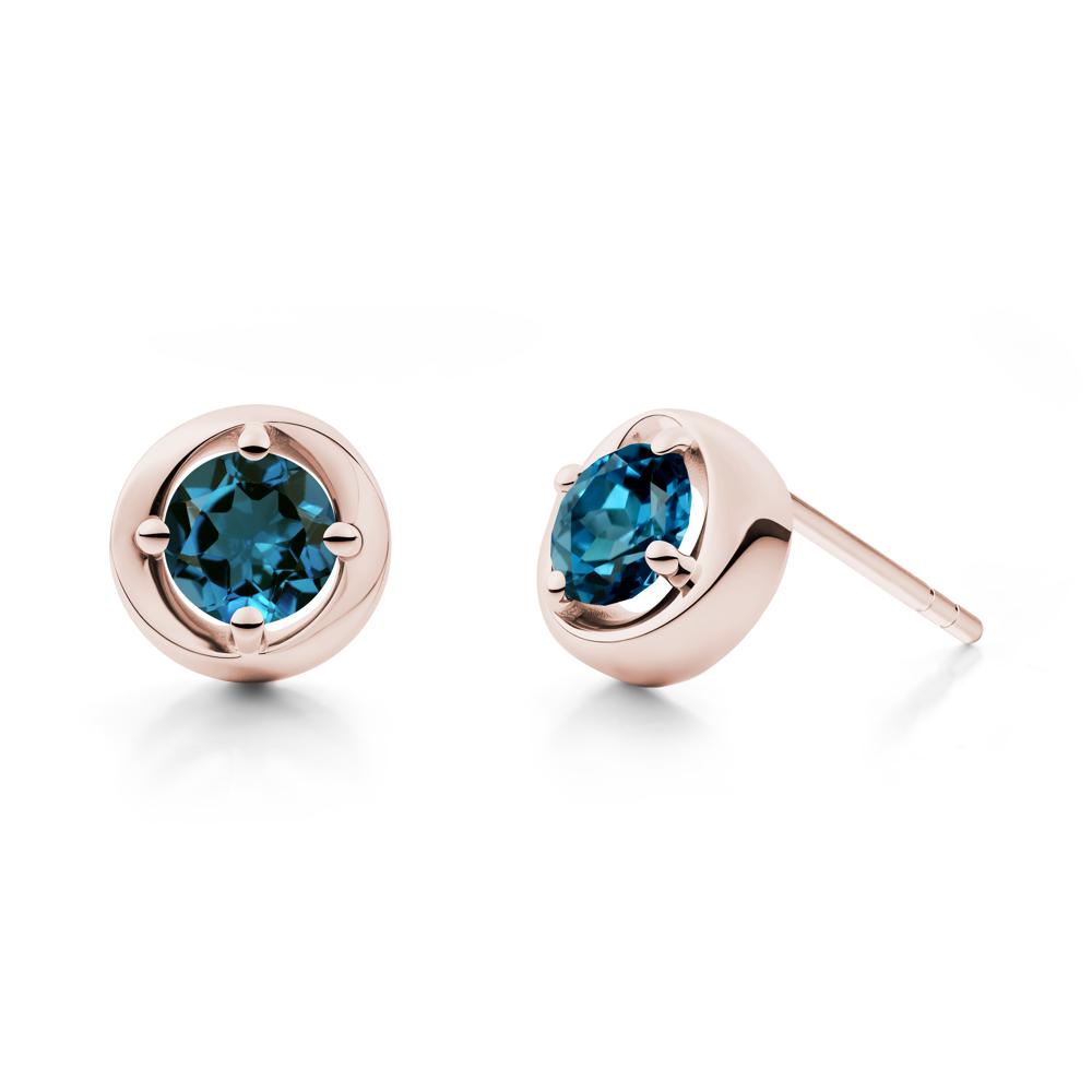 Swirl London Blue Topaz Stud Earrings - LUO Jewelry #metal_14k rose gold