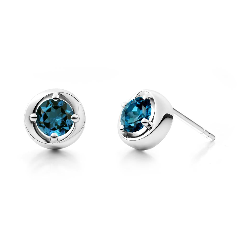 Swirl London Blue Topaz Stud Earrings - LUO Jewelry #metal_14k white gold