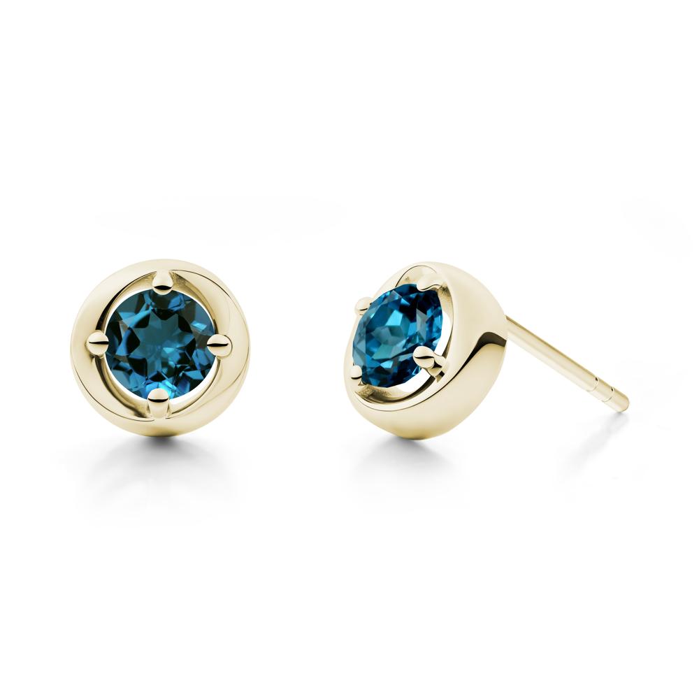 Swirl London Blue Topaz Stud Earrings - LUO Jewelry #metal_14k yellow gold