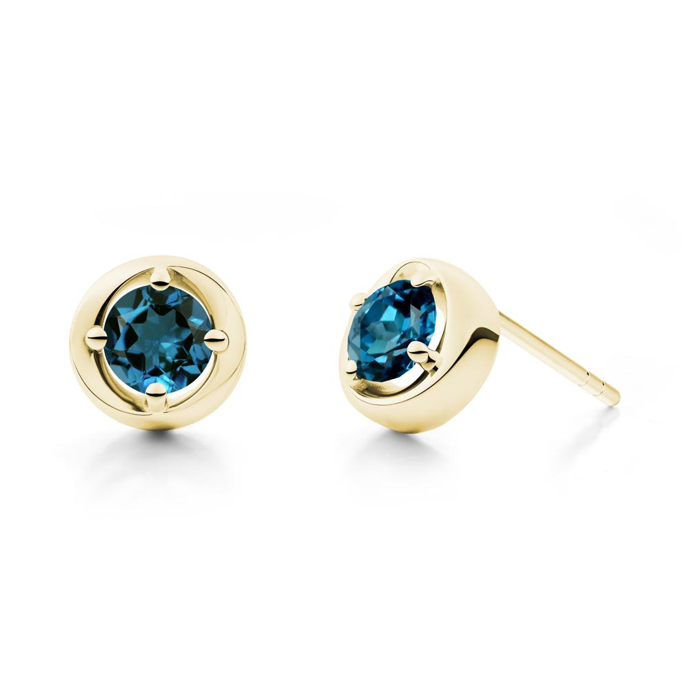 Swirl London Blue Topaz Stud Earrings - LUO Jewelry #metal_18k yellow gold