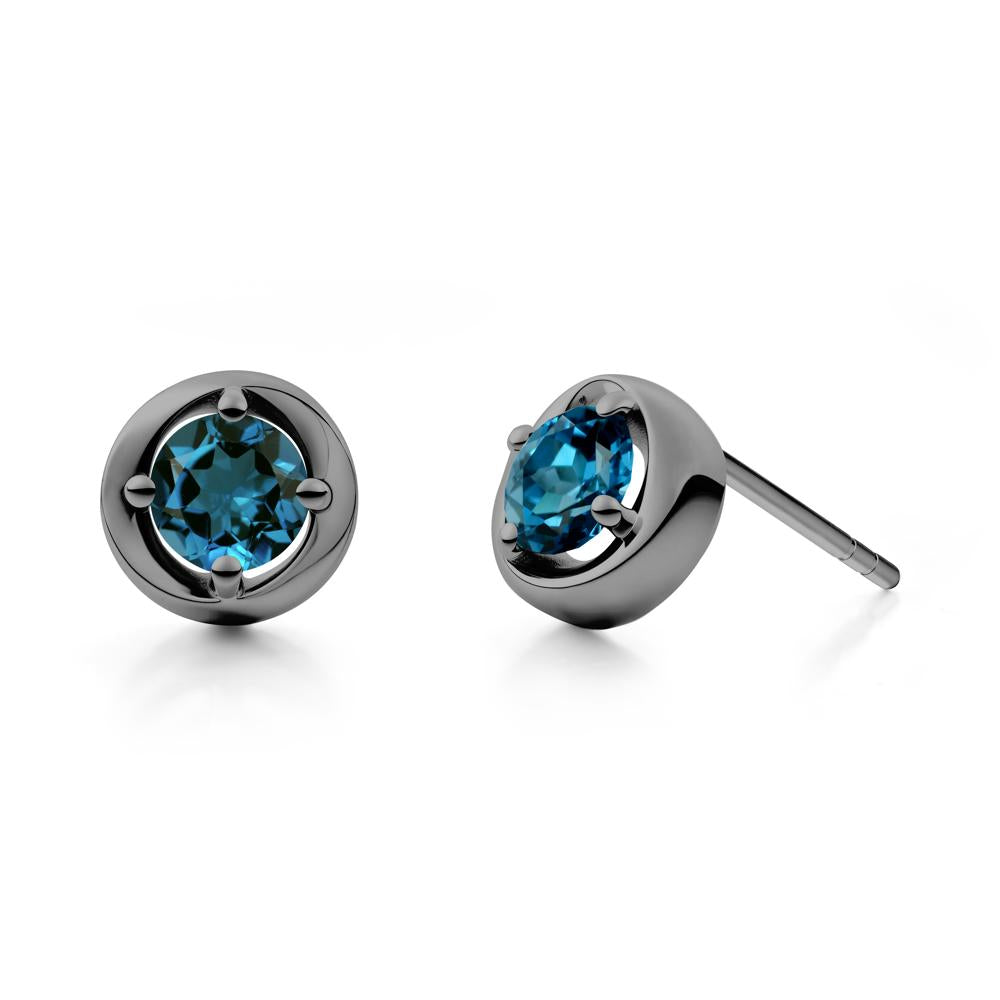 Swirl London Blue Topaz Stud Earrings - LUO Jewelry #metal_black finish sterling silver