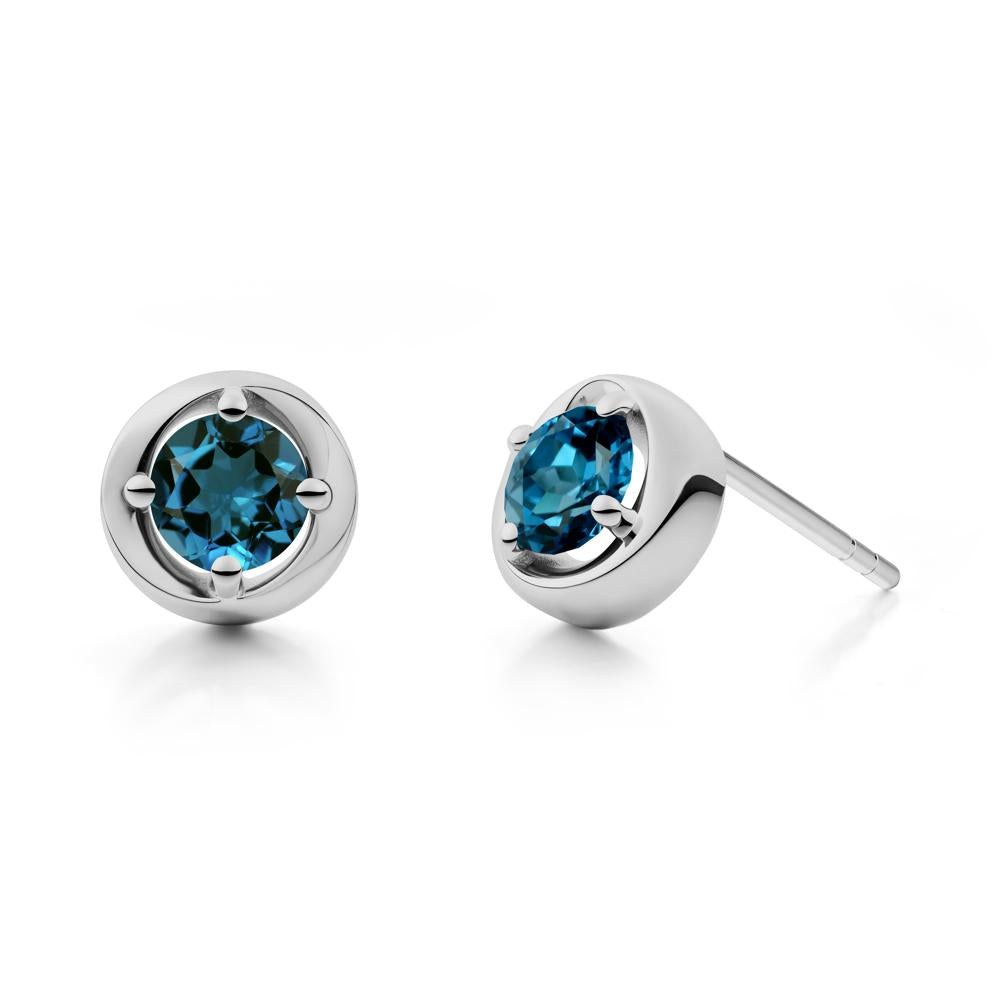 Swirl London Blue Topaz Stud Earrings - LUO Jewelry #metal_platinum