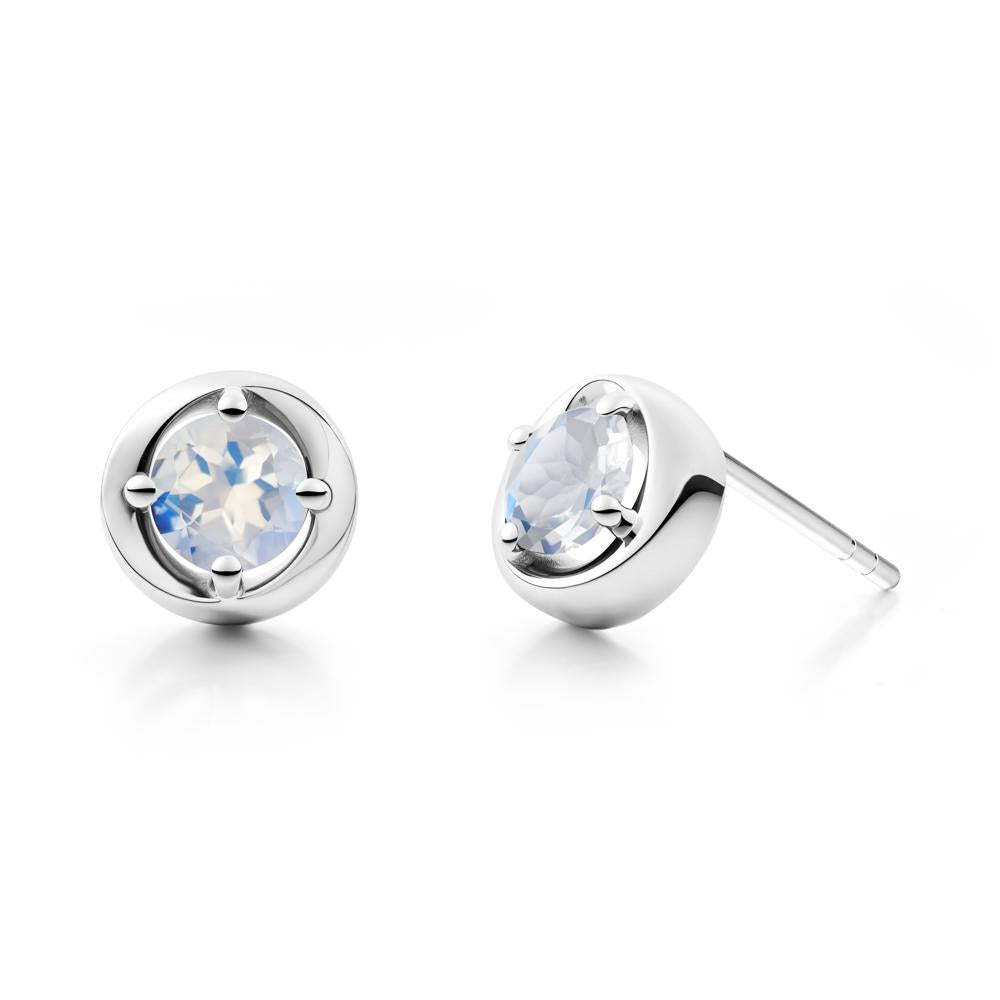 Swirl Moonstone Stud Earrings - LUO Jewelry #metal_14k white gold