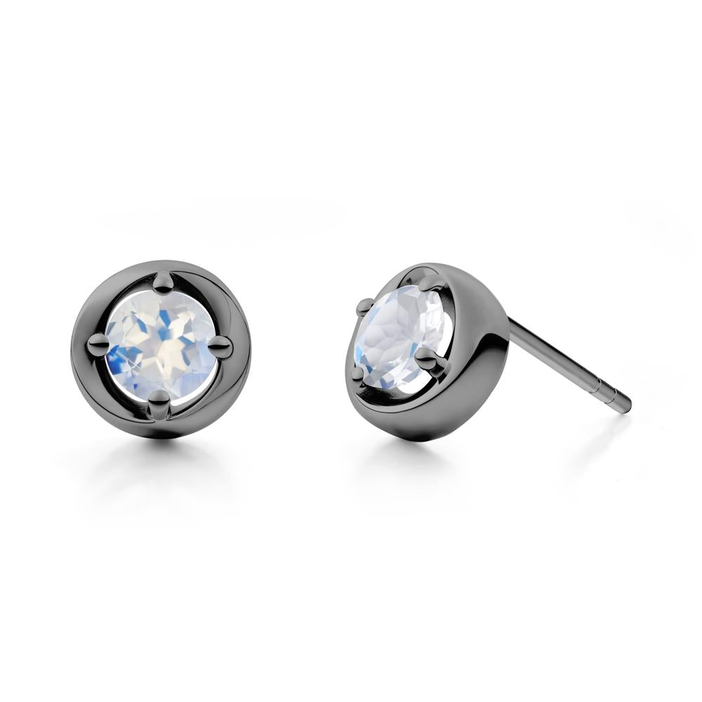 Swirl Moonstone Stud Earrings - LUO Jewelry #metal_black finish sterling silver