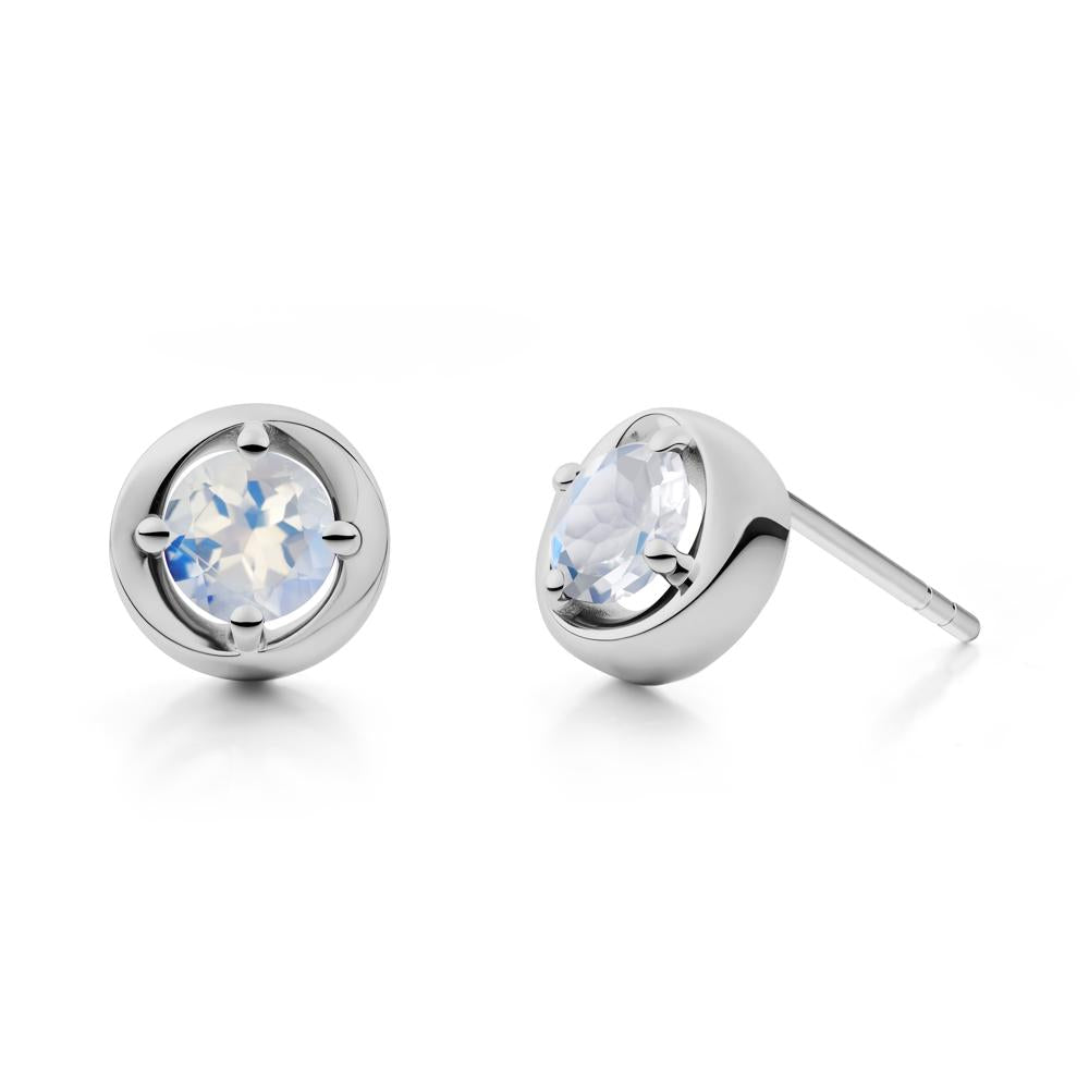 Swirl Moonstone Stud Earrings - LUO Jewelry #metal_platinum
