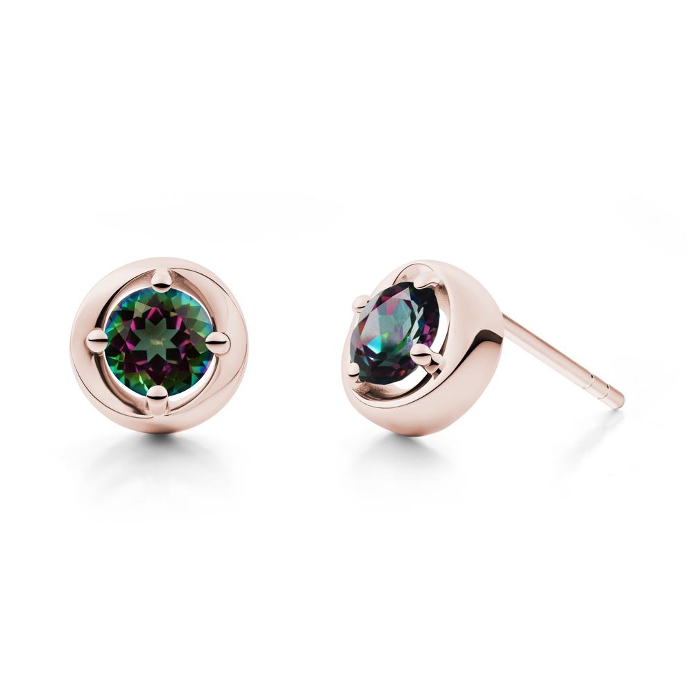 Minimalist Round Mystic Topaz Stud Earrings - LUO Jewelry #metal_14k rose gold