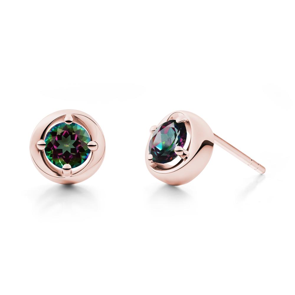 Minimalist Round Mystic Topaz Stud Earrings - LUO Jewelry #metal_18k rose gold