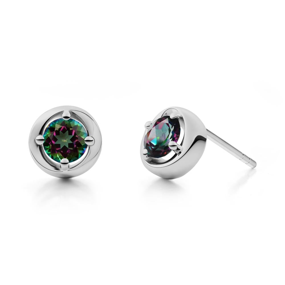 Minimalist Round Mystic Topaz Stud Earrings - LUO Jewelry #metal_platinum