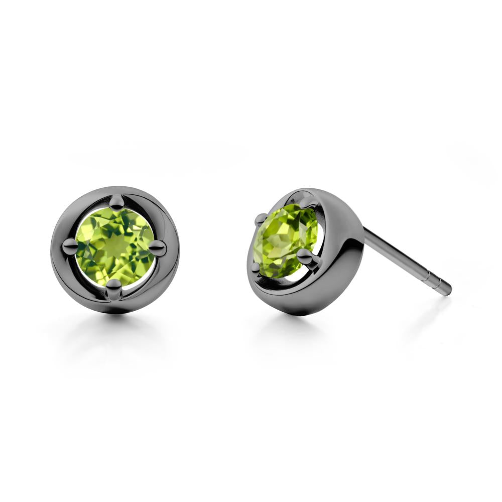 Swirl Peridot Stud Earrings - LUO Jewelry #metal_black finish sterling silver