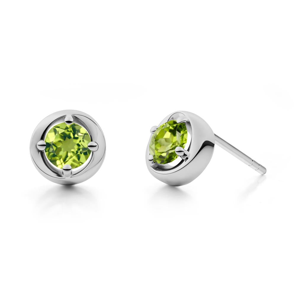 Swirl Peridot Stud Earrings - LUO Jewelry #metal_platinum