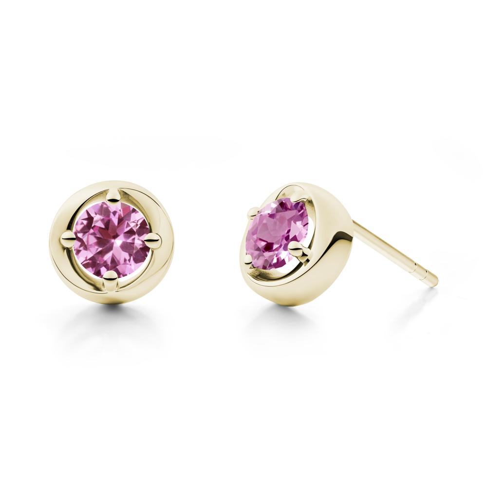 Swirl Pink Sapphire Stud Earrings - LUO Jewelry #metal_14k yellow gold