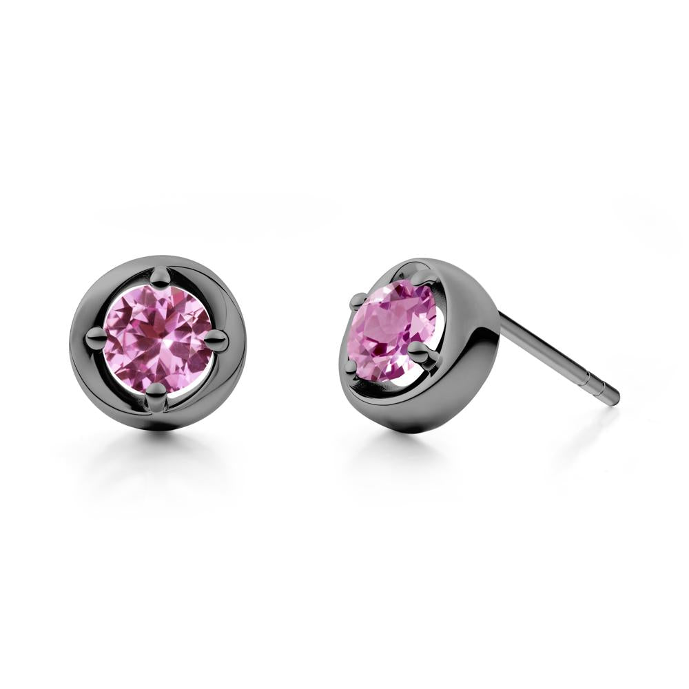 Swirl Pink Sapphire Stud Earrings - LUO Jewelry #metal_black finish sterling silver