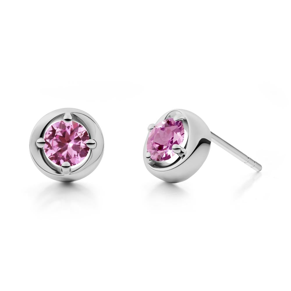 Swirl Pink Sapphire Stud Earrings - LUO Jewelry #metal_platinum