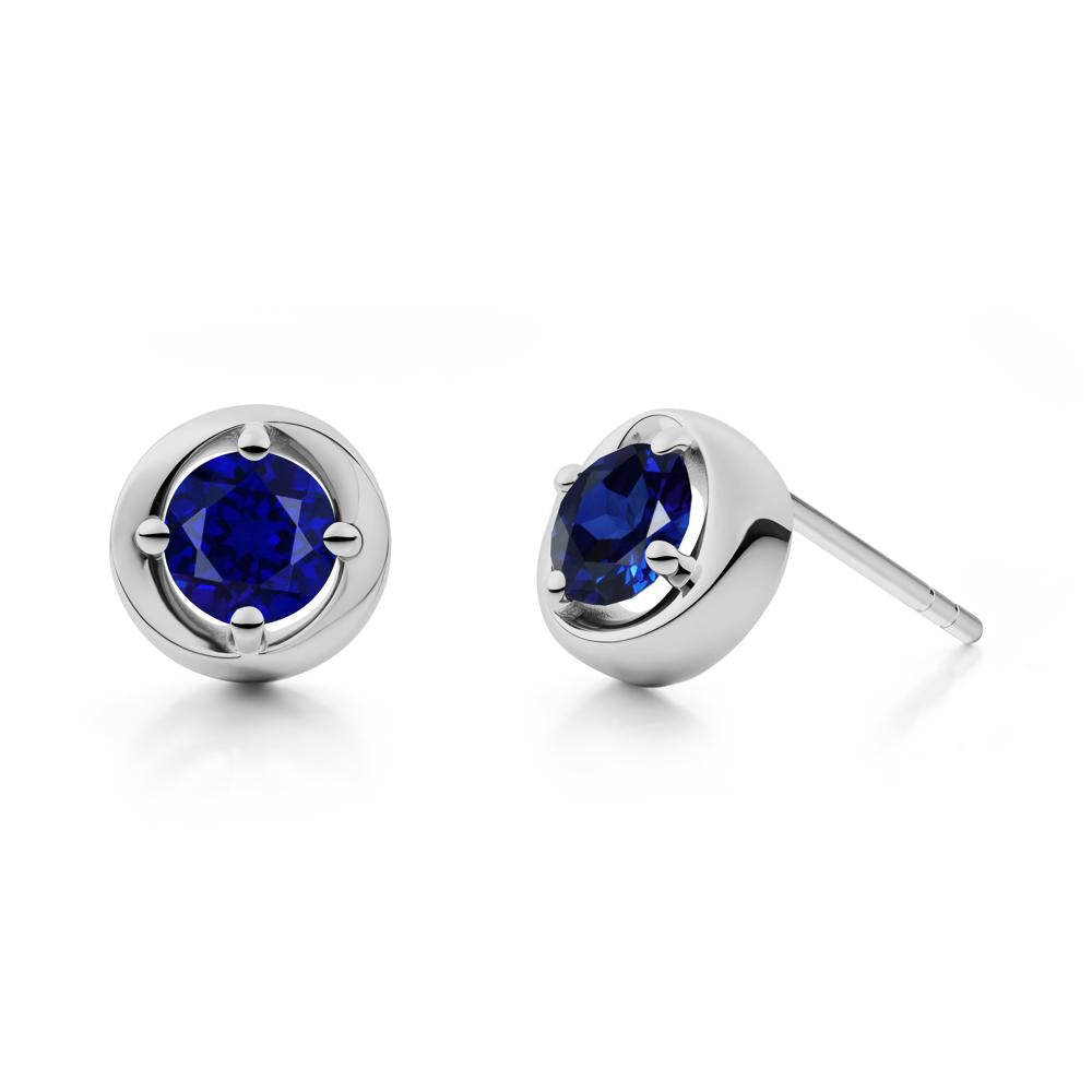 Swirl Sapphire Stud Earrings - LUO Jewelry #metal_platinum