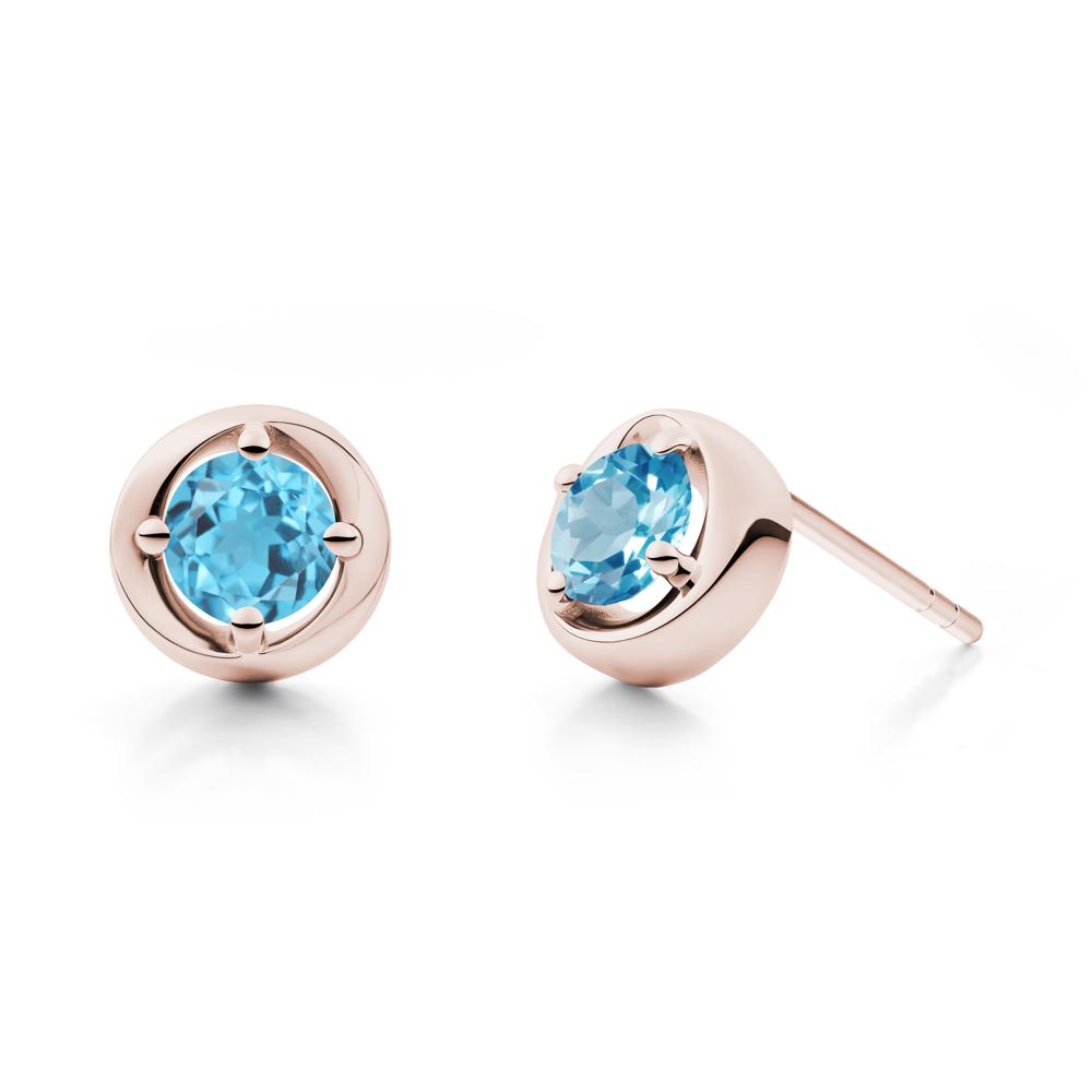 Swirl Swiss Blue Topaz Stud Earrings - LUO Jewelry #metal_14k rose gold