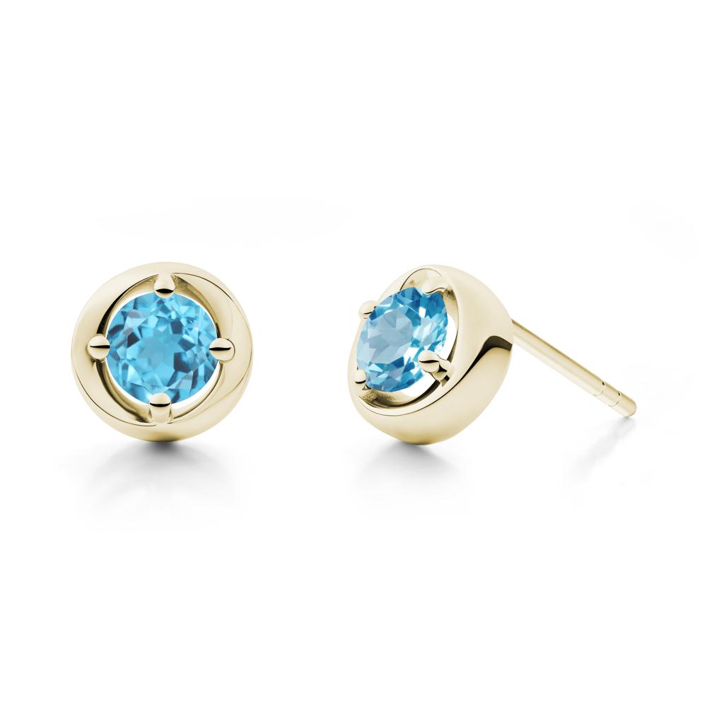 Swirl Swiss Blue Topaz Stud Earrings - LUO Jewelry #metal_14k yellow gold