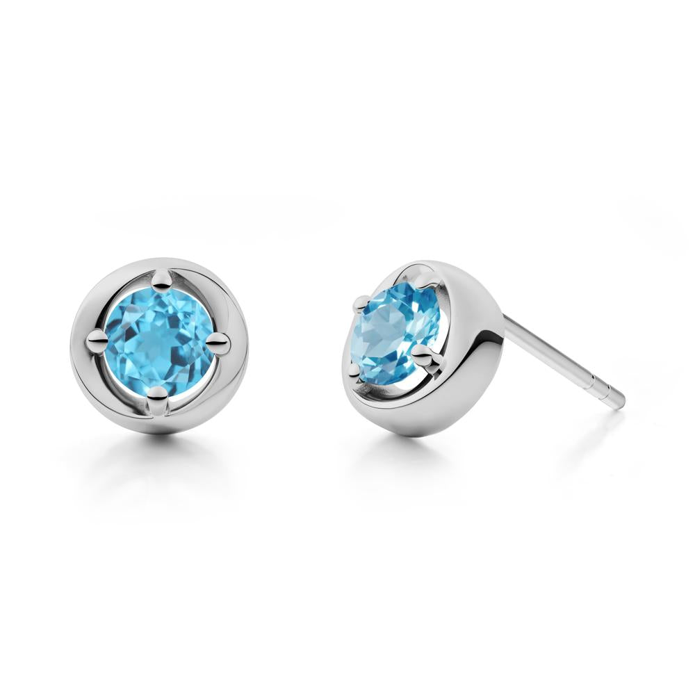 Swirl Swiss Blue Topaz Stud Earrings - LUO Jewelry #metal_platinum