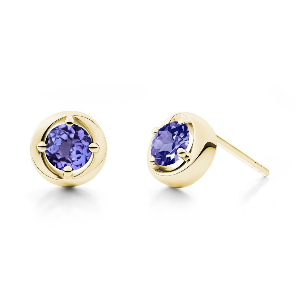 Swirl Tanzanite Stud Earrings - LUO Jewelry #metal_18k yellow gold