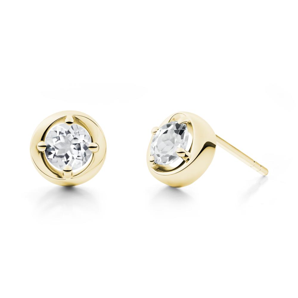 Minimalist Round White Topaz Stud Earrings - LUO Jewelry #metal_18k yellow gold