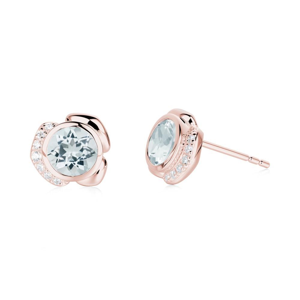 Bezel Setting Aquamarine Stud Earrings - LUO Jewelry #metal_18k rose gold