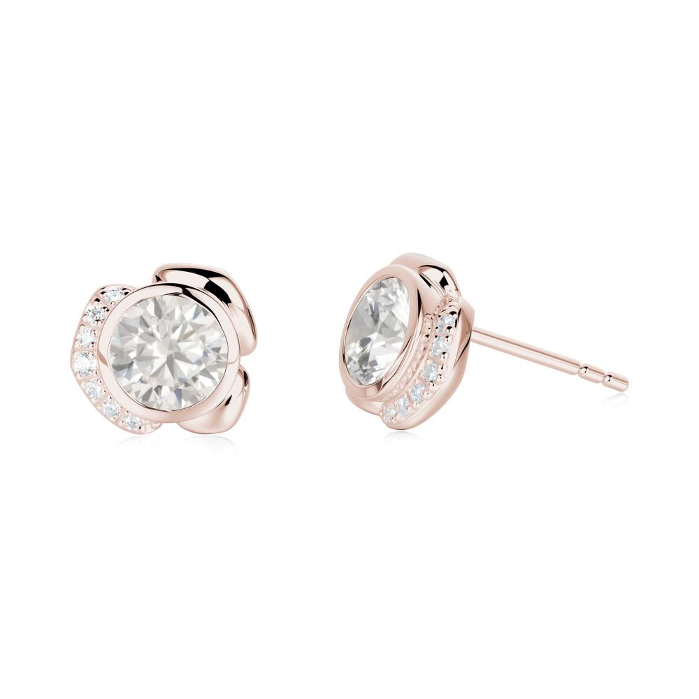 Bezel Setting Cubic Zirconia Stud Earrings - LUO Jewelry #metal_14k rose gold
