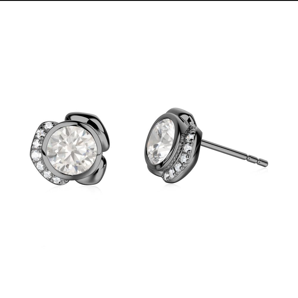 Bezel Setting Cubic Zirconia Stud Earrings - LUO Jewelry #metal_black finish sterling silver