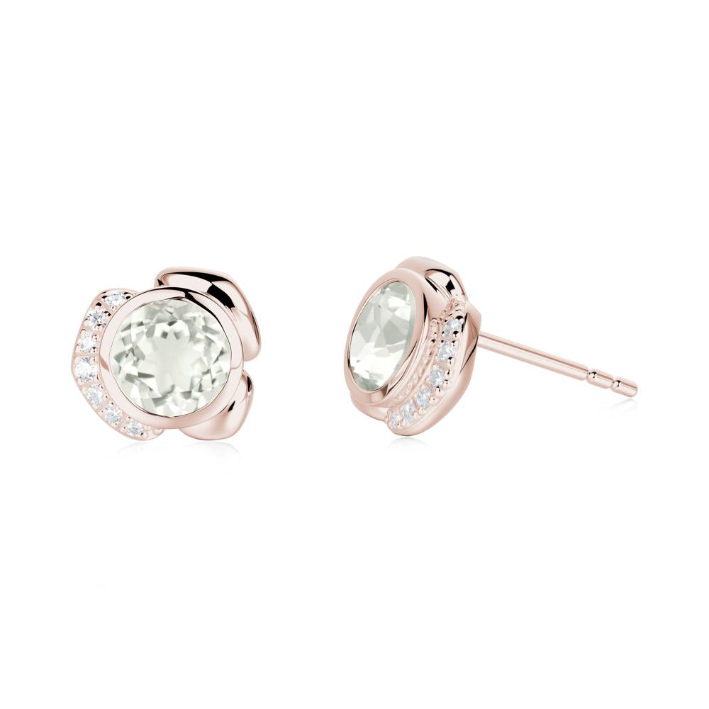 Flower Round Green Amethyst Earrings - LUO Jewelry #metal_14k rose gold