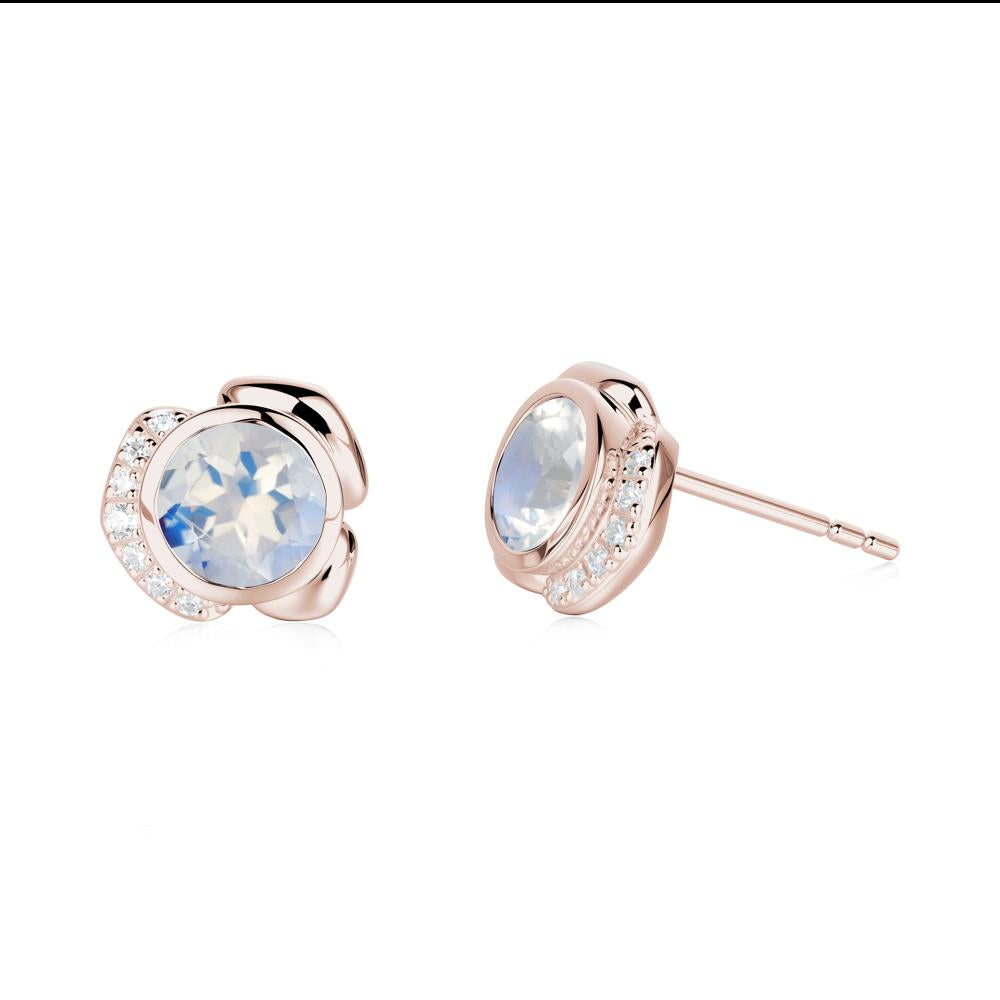 Flower Round Moonstone Earrings - LUO Jewelry #metal_14k rose gold