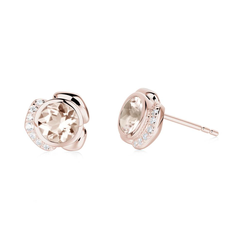 Flower Round Morganite Earrings - LUO Jewelry #metal_14k rose gold