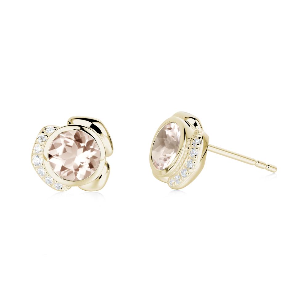 Flower Round Morganite Earrings - LUO Jewelry #metal_14k yellow gold