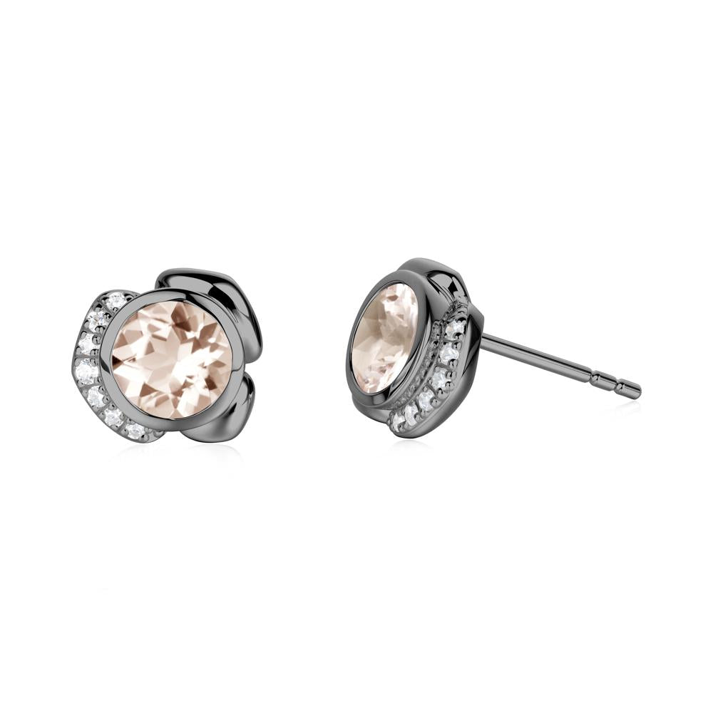 Flower Round Morganite Earrings - LUO Jewelry #metal_black finish sterling silver