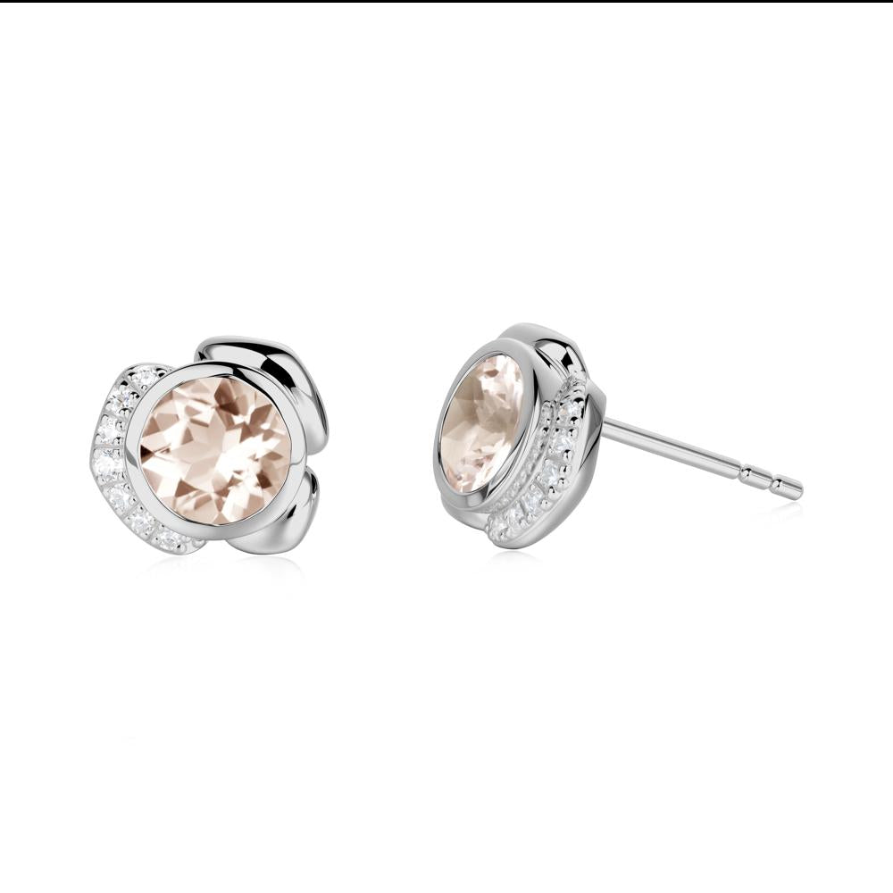 Flower Round Morganite Earrings - LUO Jewelry #metal_platinum