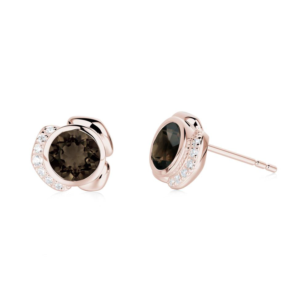 Flower Round Smoky Quartz Earrings - LUO Jewelry #metal_14k rose gold