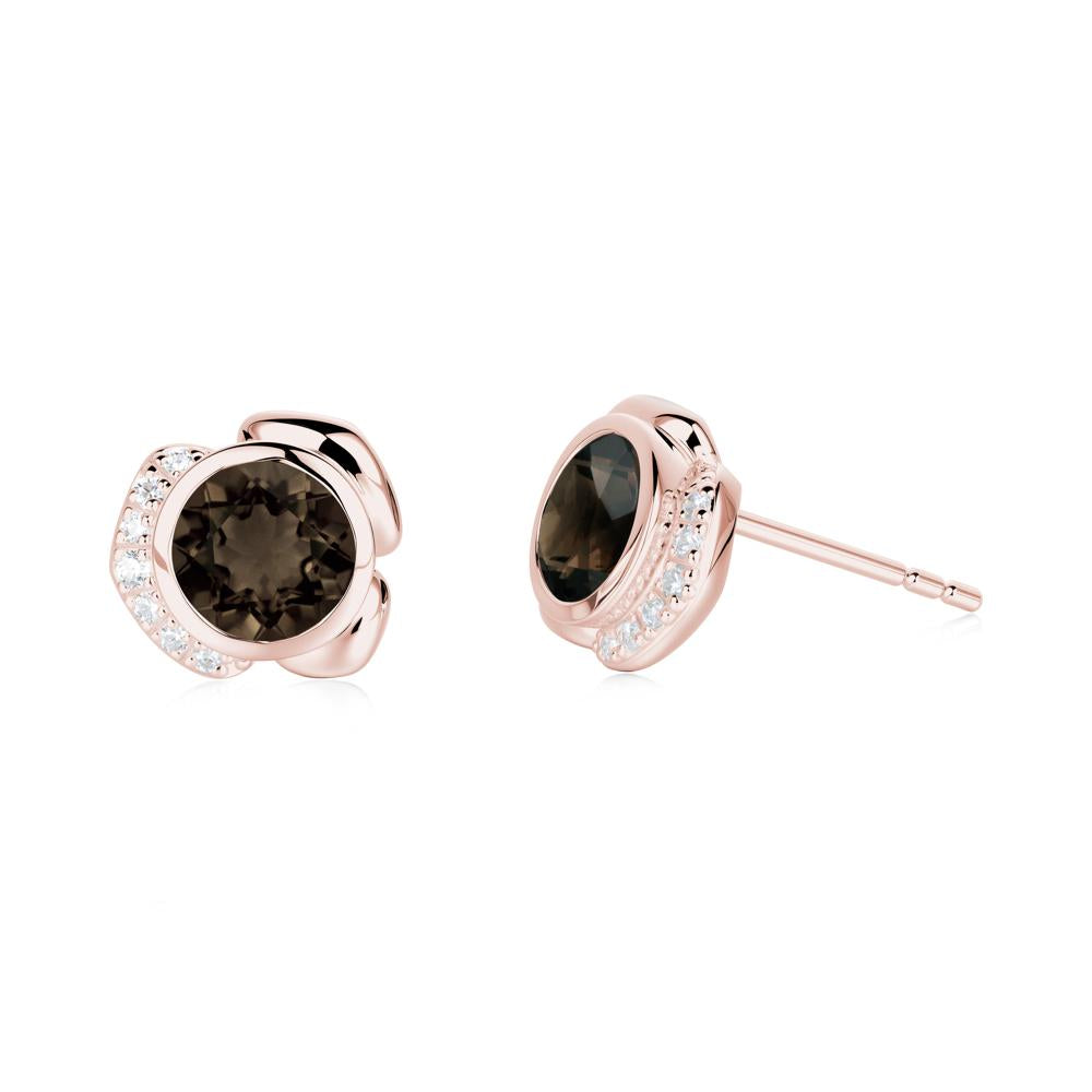 Flower Round Smoky Quartz Earrings - LUO Jewelry #metal_18k rose gold