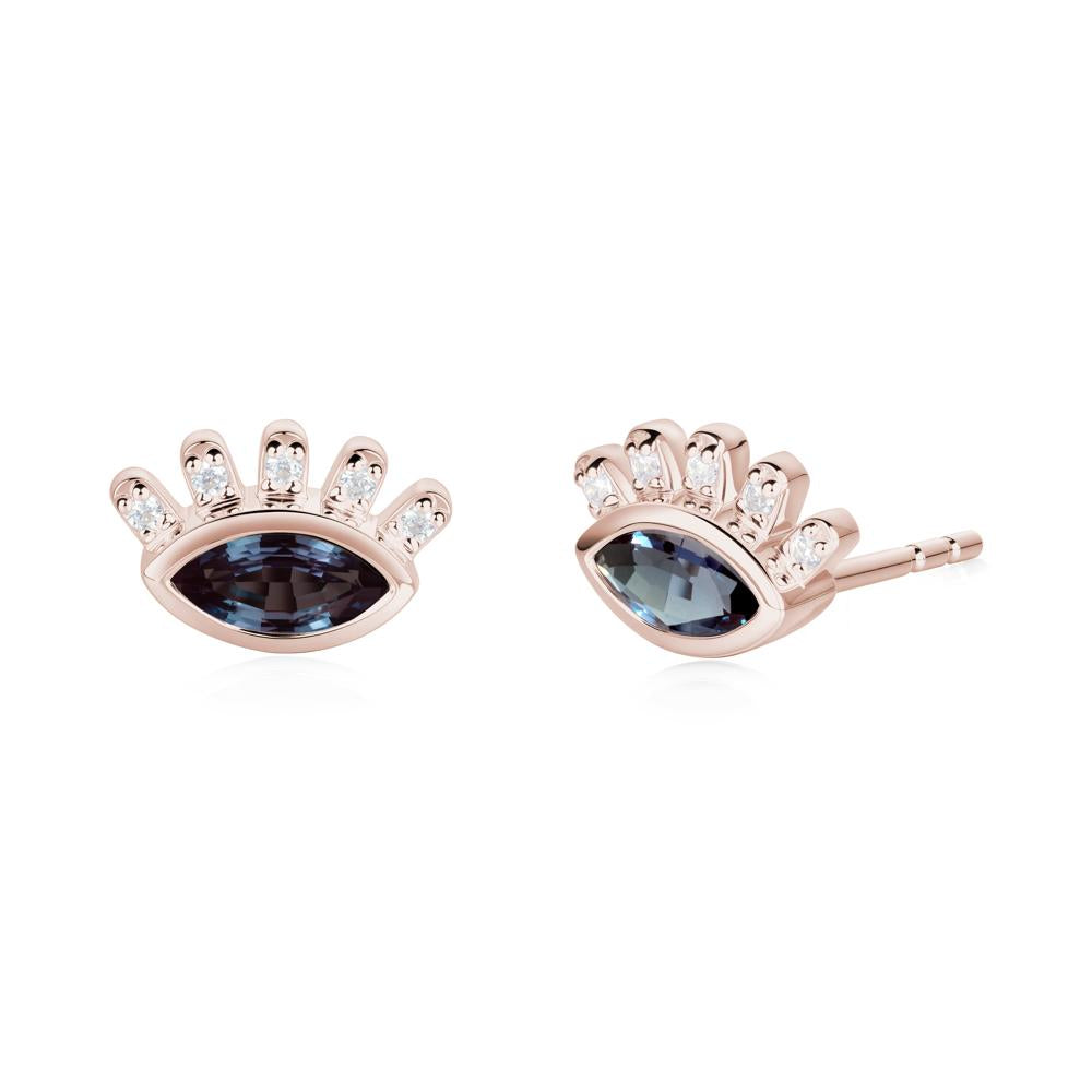 Evil Eye Marquise Alexandrite Earrings - LUO Jewelry #metal_14k rose gold