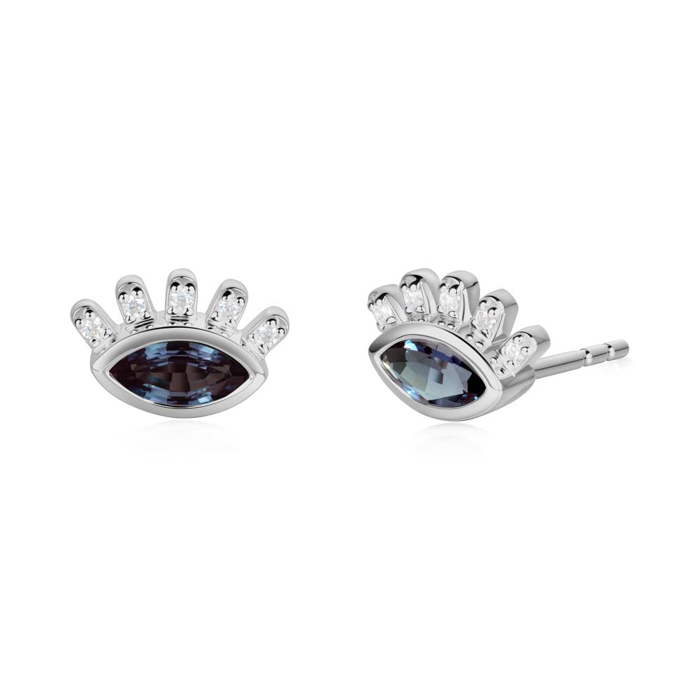 Evil Eye Marquise Alexandrite Earrings - LUO Jewelry #metal_platinum