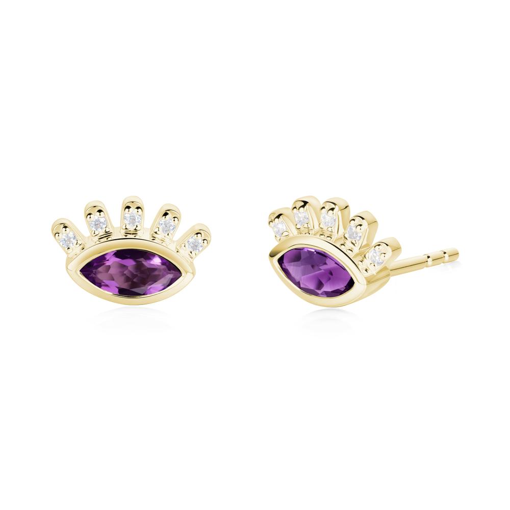 Amethyst Evil Eye Stud Earrings - LUO Jewelry #metal_18k yellow gold
