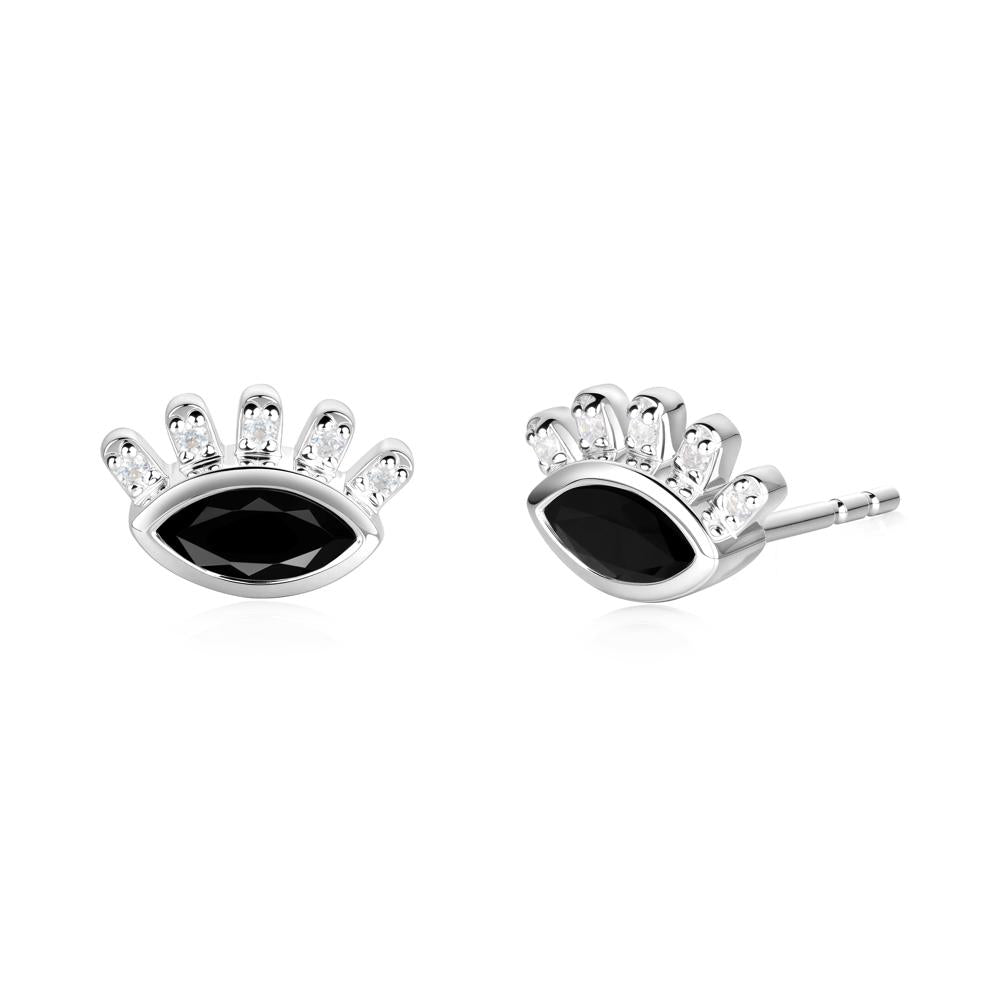 Evil Eye Marquise Black Spinel Earrings - LUO Jewelry #metal_sterling silver