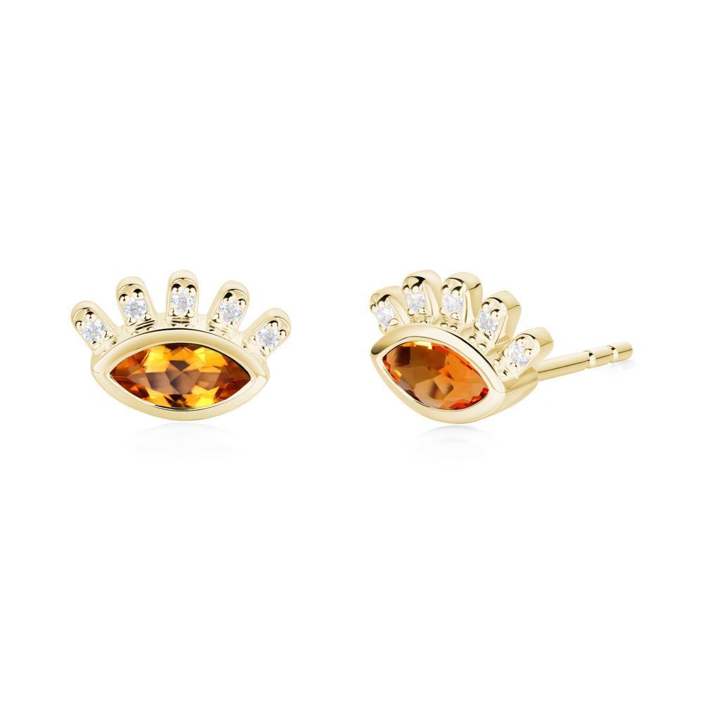 Citrine Evil Eye Stud Earrings - LUO Jewelry #metal_18k yellow gold