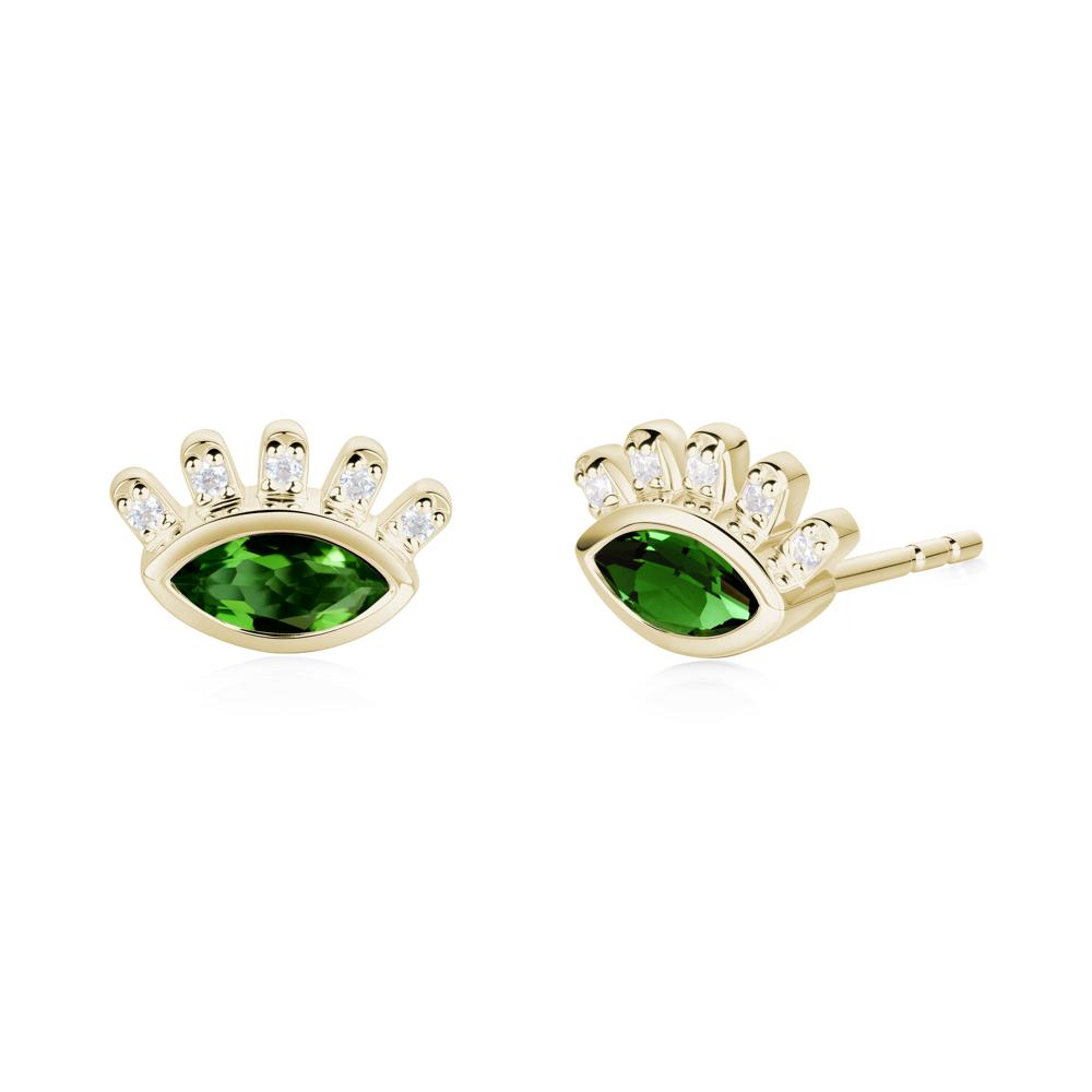 Evil Eye Marquise Diopside Earrings - LUO Jewelry #metal_14k yellow gold