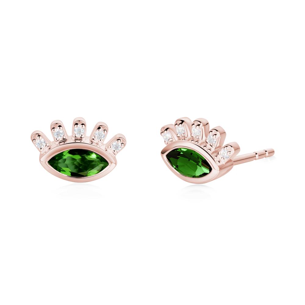 Evil Eye Marquise Diopside Earrings - LUO Jewelry #metal_18k rose gold