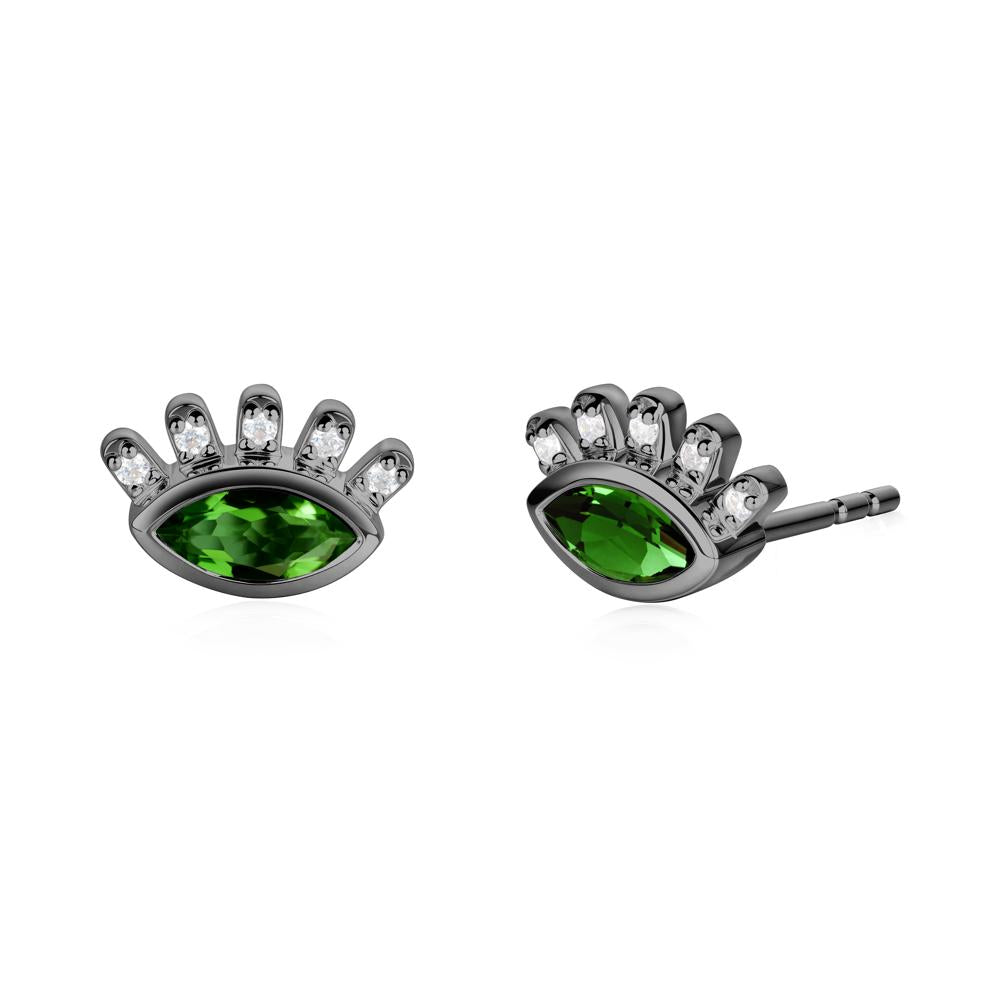 Evil Eye Marquise Diopside Earrings - LUO Jewelry #metal_black finish sterling silver