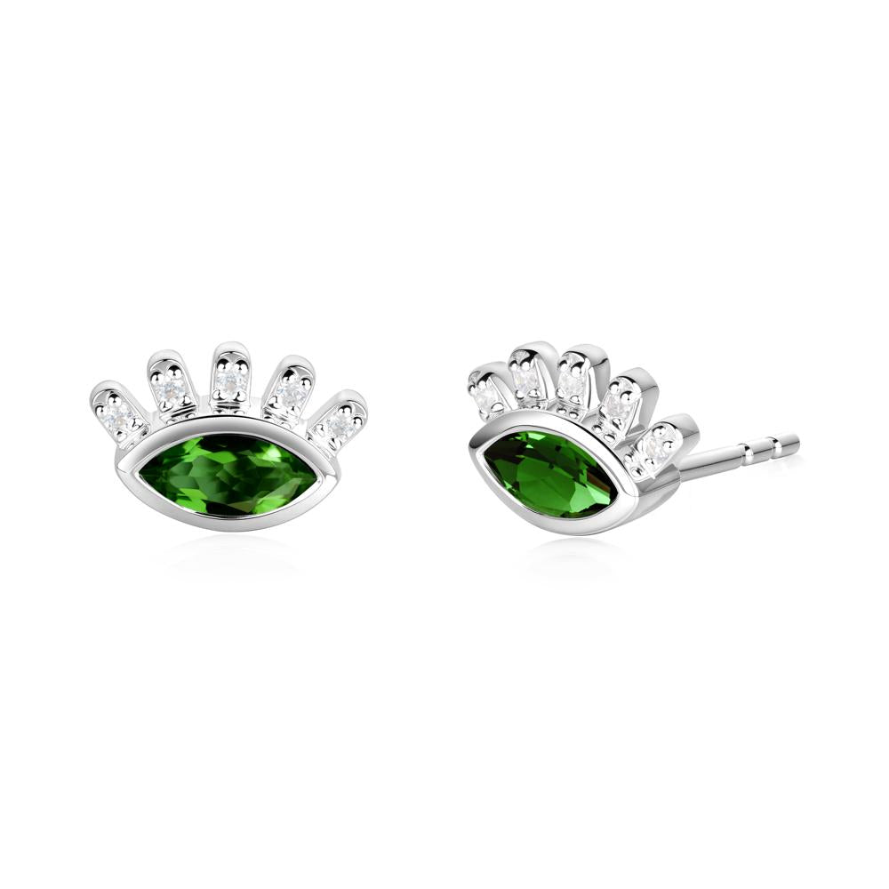 Evil Eye Marquise Diopside Earrings - LUO Jewelry #metal_sterling silver