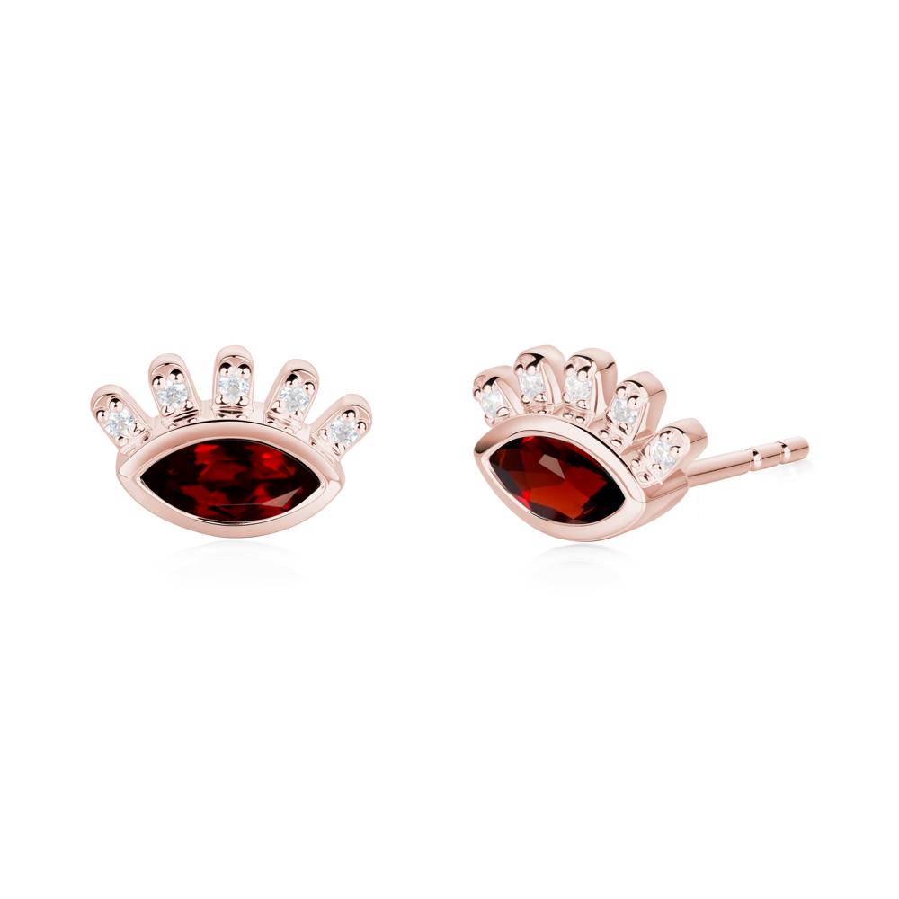 Evil Eye Marquise Garnet Earrings - LUO Jewelry #metal_18k rose gold