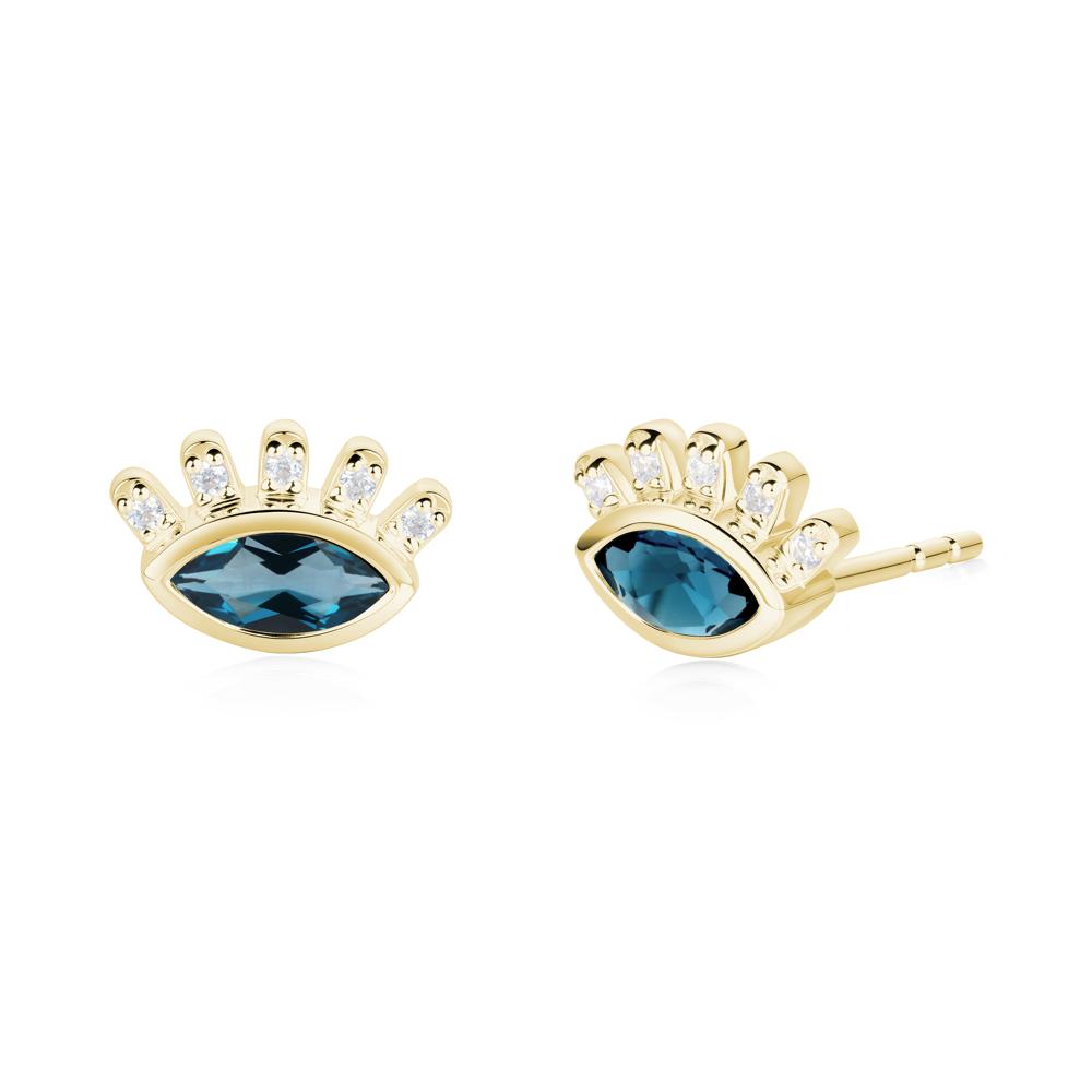 Evil Eye Marquise London Blue Topaz Earrings - LUO Jewelry #metal_18k yellow gold